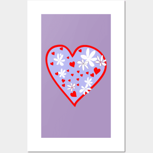 Valentine Heart with Flowers Posters and Art